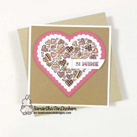 Valentine's Day card by Samantha VanArnhem using Heartfelt Love stamp set, Heart Frame die set, Banner Trio die set
